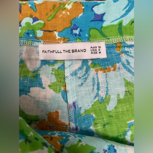Faithfull The Brand Priscilla Gardone Floral Print 100% Linen Shorts Size 6 - Picture 5 of 12